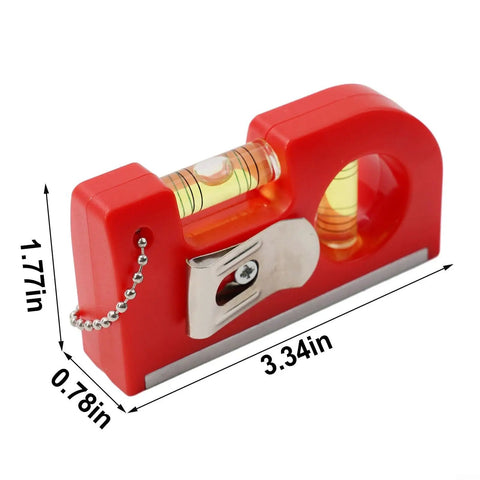 Portable spirit Level with Hook for Horizontal Vertical Plane Check, red, 3.34in x 1.77in, durable design with magnetic base.