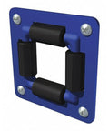 Heavy Duty Four Way Roller Bracket In Powder Coated Steel, Fits One Quarter To Three Quarters Of An Inch Reels, 4RB Model, Blue Finish, Built Tough For Rugged Industrial Use