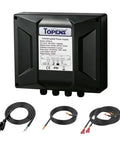 Plug And Play 24V Power Supply Transformer With Backup Battery Charger And Solar Controller IP65 Waterproof 100 240 VAC To 24V DC black enclosure with cables
