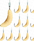 Rugged Rubber Maggots Bait Set For Freshwater Fishing With 12 Hooks And 12 Worms Crappie Bluegill Trout Panfish Lures