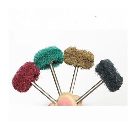 Four Nylon Abrasive Wheels from the Must-Have 10-Piece Nylon Abrasive Wheel Kit With 120 To 600 Grit for metal polishing.