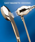 Handheld Showerhead With Magnetic Dock, Filtered Water For Softer Skin And Hair, Brushed Chrome, showing magnetic attachment