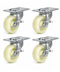 Straight Up No Fuss Setup 4 Pack Three Inch Swivel Plate Casters With Side Lock Brakes And Pale Yellow Nylon Wheels
