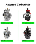 Image showing KOSO, PE, Polini, and PWK carburetors from the Carburetor Main Jet And Pilot Jet Kit For Keihin PWK CVK OKO KOSO Polini Carbs