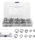 Stainless Steel Single Ear Hose Clamp Kit With 100 Pieces Stepless Sealing Design For Tight Fits And Leaks Prevention Perfect For Cars And Engines, 100 pcs case