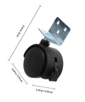 Heavy Duty 12 Pack Slick Rolling Furniture Casters With Locking Brake And L Shape Mount Durable Plastic Swivel Caster Wheels For Cabinets Workbenches And Rolling Carts No Sweat Setup image showing 2 inch black caster with mounting bracket.