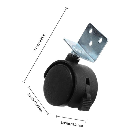 Heavy Duty 12 Pack Slick Rolling Furniture Casters With Locking Brake And L Shape Mount Durable Plastic Swivel Caster Wheels For Cabinets Workbenches And Rolling Carts No Sweat Setup image showing 2 inch black caster with mounting bracket.