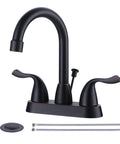 Oil Rubbed Bronze Vintage Style Bathroom Faucet With 4 Inch Centerset, 2-Handle 3-Hole Design, Rotating Spout, Drain Assembly And Supply Hoses Included