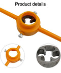 Fabulettas Six-Piece PPR Pipe Bender Spring And Manual Threader Tool Kit For Plastic Conduit detailed view of orange manual threading tool.