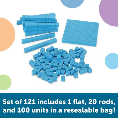 Base Ten Blocks Smart Pack 121 Pieces For Hands On First Grade Math Practice Ages 6 Plus Educational Toys with rods and units.