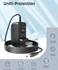 9V ACDC Power Adapter For NordicTrack RW200 Rowing Machine Replacement Charger with cable and safety features displayed.