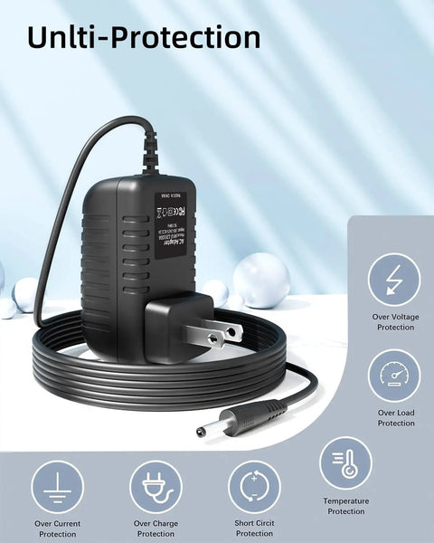 9V ACDC Power Adapter For NordicTrack RW200 Rowing Machine Replacement Charger with cable and safety features displayed.