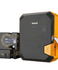 Straight Up Heavy Duty Portable Bluetooth Labeler Built For Job Sites With Thermal Transfer Head showing tape cartridge and printed label.