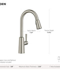 Pulldown Kitchen Faucet With Power Clean Spray And Reflex Docking System For Easy Docking, Smooth Operation, And Powerful Cleaning, One Handle Modern Sink Faucet 7402C, chrome, side view