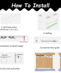 Installation guide for Heavy Duty Sliding Barn Door Hardware Kit In Black Rail For Double Doors Bypass Track System.