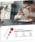 Student using hands-on physics mechanics teaching kit with pendulum set and five ball assembly for classroom lab experiments