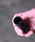 Close-up of a slim socket from 4-Piece Half Inch Drive Thin Wall Lug Nut Socket Set For Damaged, Swollen, And Stuck Lug Nuts