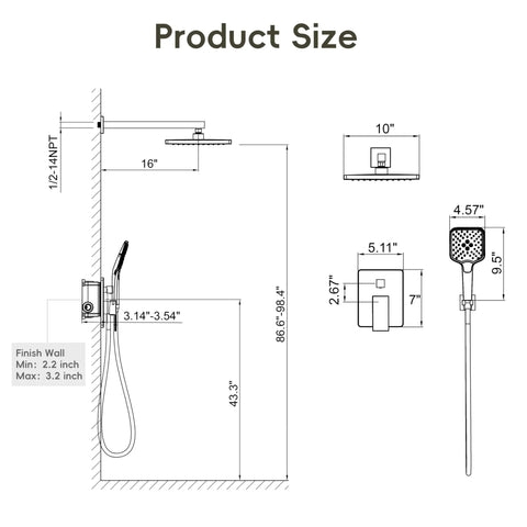 Top Shelf Brushed Nickel Shower System With Ten Inch Rain Head And Grippy Handheld Sprayer Powered By Solid Brass Pressure Balance Valve For Zero Stress Installations