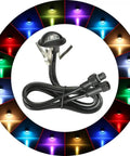 Bluetooth And WiFi RGB Deck Step Lights Kit With 20 recessed 1.38 inch LED showing multiple light colors and connectors