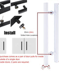 Heavy Duty H Shape Door Pull Handle For Barn Doors Wood And Glass Doors Interior Exterior Push Pull White Finish 80cm Length Stainless Steel Rustproof Hardware Easy Install