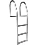 Three Step Fixed Dock Ladder Made From Marine Grade Aluminum With Grippy Non Skid Serrated Rungs Corrosion Resistant Two And A Half Inch Step Height Easy Access For Boats And Docks, side view