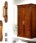 Antique Barn Door Handles And Vintage Sliding Door Handle Set in Rustic European Style on wooden cabinet