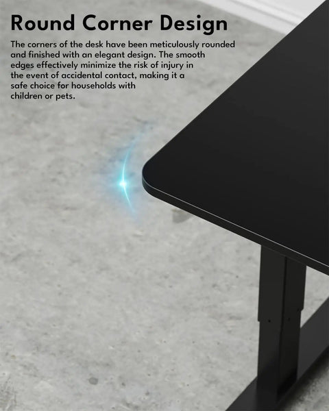 Electric Height Adjustable Standing Desk For Home Office Sit Stand 55 By 24 Inches with Rounded Corner Black Top