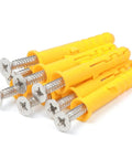 M8 Expansion Tube Wall Anchors Kit With Flat Countersunk Screws 50 Piece DIY Drywall Anchors Yellow Zinc Plated Carbon Steel Self Drilling Close-up