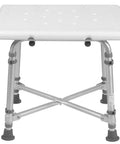 Heavy Duty Shower Chair For Tub Or Shower Bench With No Tools Needed, Adjustable Height, Non Slip Aluminum Frame, White
