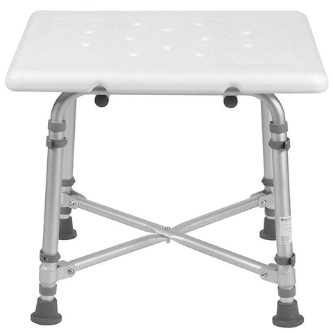 Heavy Duty Shower Chair For Tub Or Shower Bench With No Tools Needed, Adjustable Height, Non Slip Aluminum Frame, White