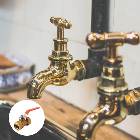Heavy Duty Brass Ball Shut Off Valve For Water Heater Inlet Pipe Blocks Backflow With Smooth Turning Hose Barb Fit and Rock Solid Construction.