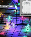 Star String Lights 20Ft Battery Operated Color Changing Fairy Lights With 40 LEDs Remote Control Indoor Outdoor Hanging Twinkle Decor For Bedroom Patio Party And More, displayed with battery box