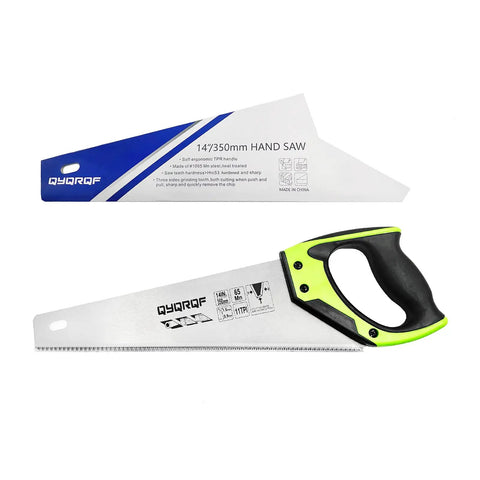 Pro Grade 14 Inch Hardpoint Handsaw With Cushioned Non Slip Grip Truly Razor Sharp Teeth For Slicing Lumber Drywall Pipe And Trim Smooth Swinging Action Jobsite Staple Contractor Favorite Tool with ergonomic TPR handle and steel blade.