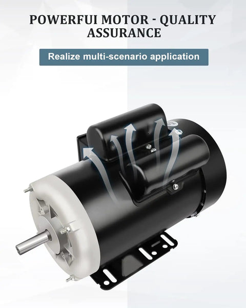 Five Horsepower Single Phase Farm Duty Electric Motor, 3450 RPM, 56 Frame, 208 To 230 Volts, 60 Hertz, Shaft Diameter Five Eighths Inch