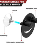 Exploded view of black Cool Kitchen Sink Sponge Holder With Suction Cup Self Draining Caddy For Stainless Steel Sinks Rust Proof SUS 304.