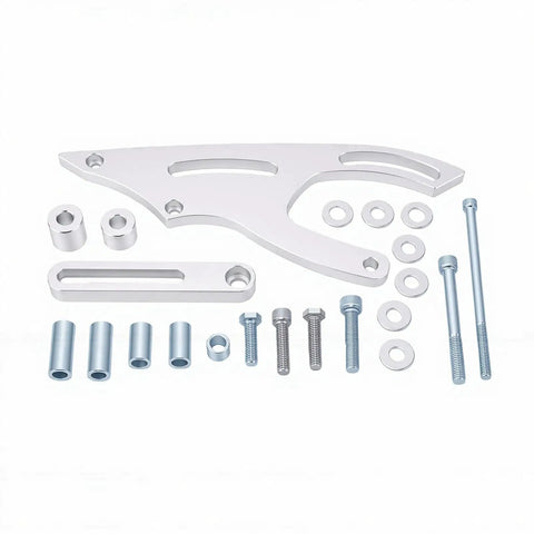 Heavy Duty Billet Aluminum CNC Power Steering Pump Bracket Kit Mid Mount V Belt Fit For 289 302 351W SBF Engines Plus 64-69 Cars And Trucks Make Your Ride Rock Smooth, billet aluminum parts and hardware