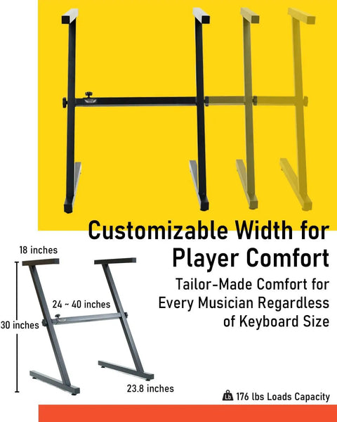 Z Style Keyboard Stand With Adjustable Width For 61 And 88 Key Keyboards Sturdy Durable Digital Piano Stand Easy Storage
