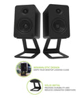 Rock Solid Elevated Desktop Speaker Stands for Large Bookshelf Speakers and Full Size Studio Monitors six point nine inch tall
