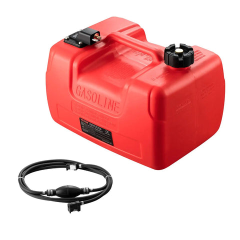 Marine Outboard Fuel Transfer Tank 3.17-Gallon With 9.8-Foot Hose, Gauge, And Yamaha Connector Compatibility For Boats, Deck, Yacht