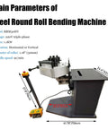 Tough As Nails Electric Ring Roller Bender For Steel Round Roll Bending With Reversible Foot Switch, dimensions shown.
