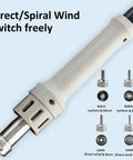 Pro Grade 1000W Hot Air Soldering Station nozzle with direct and spiral wind switch, shown with interchangeable nozzles B2610 B2608 A2608 A2605
