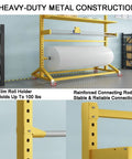 Heavy Duty Packing Station With Upgraded Cutter And Steel Bubble Roll Dispenser Stand Mobile Shipping Prep Cart Built Tough for eCommerce shipments, showcasing heavy-duty metal construction.