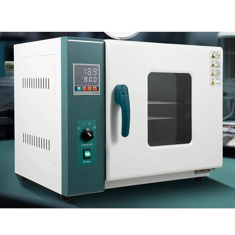 Auto Dental Drying Oven With Timed Temp Control featuring digital display, stainless steel interior, and power controls.