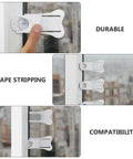 6 Pack Childproof Cabinet Locks for Sliding Doors White ABS Safety Latches in use on window