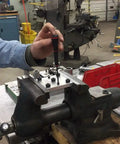 Mechanic using Made In America Hex Key Set Eight Piece Metric Allen Wrench Set 0.7mm to 4mm on metal piece in workshop