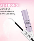Image of All Day Waterproof Lash Bond And Seal Eyelash Glue 10ml with brush applicator against pink background.