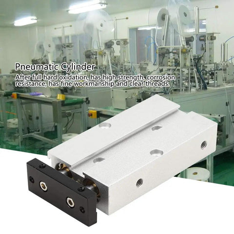 Dual Rod Double Acting Air Cylinder In Aluminum Alloy For Industrial Automation Systems Compact Pneumatic Actuator With High Lateral Load Capacity TN10X20 Hard Oxidized Finish on factory background