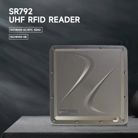 Front view of Go-To UHF RFID Reader Long Range 15 Meters With 10 dBi Antenna USB RS485 Wiegand 26 34 RJ45 IP67 Network Output.