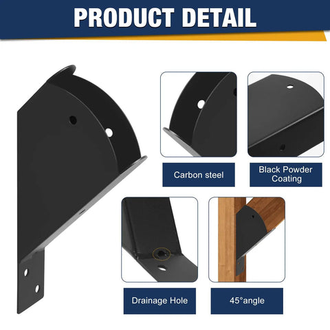 Tough As Nails 2 By 4 Inch Pergola Brackets Kit - 8 PC 45 Degree Angle Supports, Carbon Steel With Black Powder Coat, DIY Corner Braces Built To Last For Gazebos, Decks, Patios, Sheds And Garages