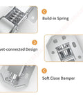 90 Degree Soft Close Cabinet Hinges Hidden Concealed Spring Hinge For Cabinet Doors, 4 Inch Normal Type, details of hinge parts